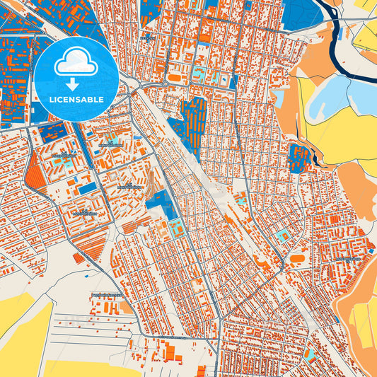 Colorful Buzuluk Street Map with Labels and Buildings