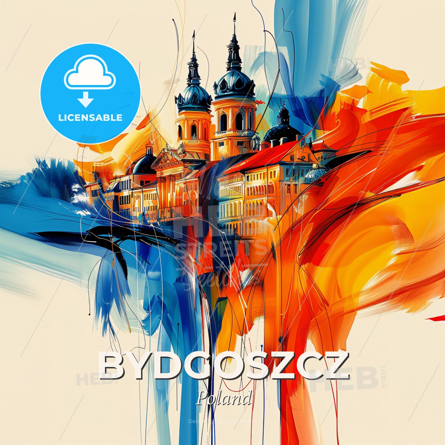 Vibrant Bydgoszcz, Poland - A Colorful Painting Of A Building - Square format print template