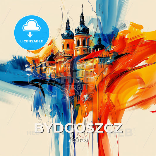 Vibrant Bydgoszcz, Poland - A Colorful Painting Of A Building - Square format print template