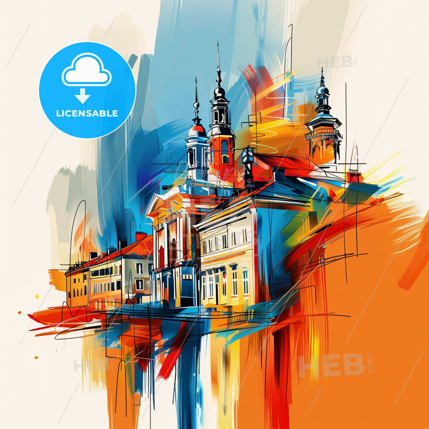 Vibrant Bydgoszcz, Poland - A Painting Of A Building