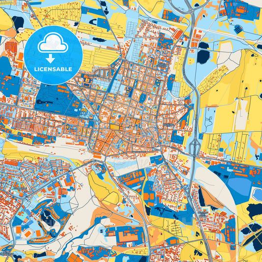 Colorful Bytom Street Map with Labels and Buildings