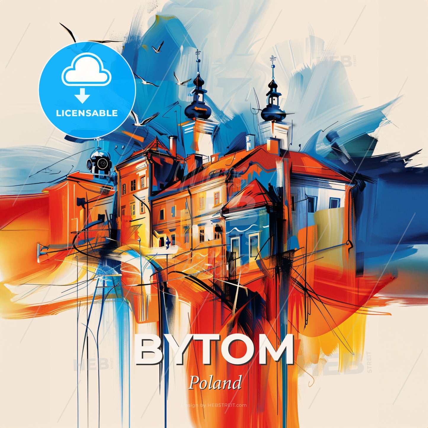 Vibrant Bytom, Poland - A Painting Of A Building - Square format print template