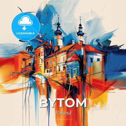 Vibrant Bytom, Poland - A Painting Of A Building - Square format print template
