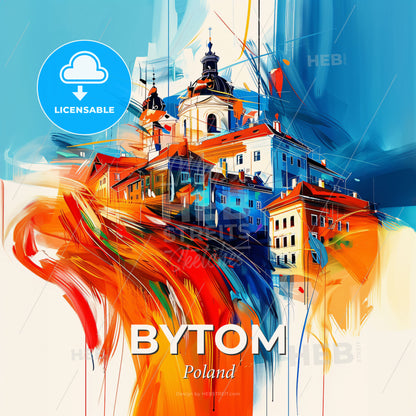 Vibrant Bytom, Poland - A Painting Of A Building - Square format print template
