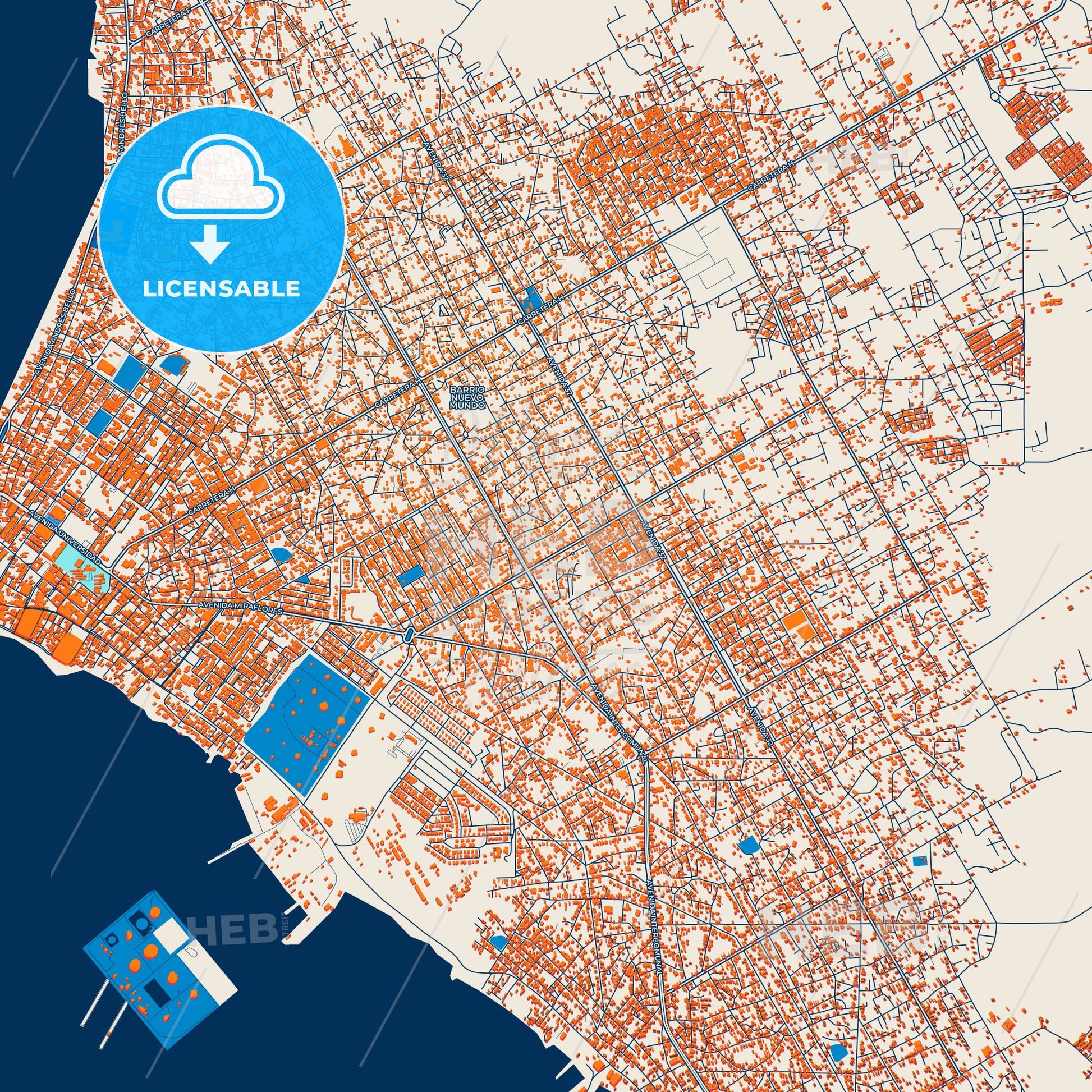 Colorful Cabimas Street Map with Labels and Buildings