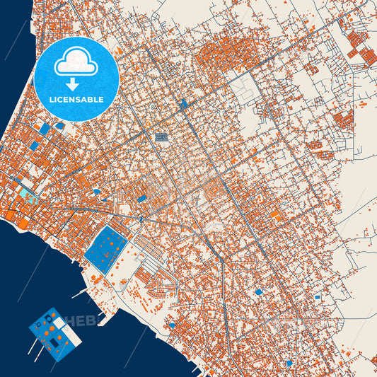 Colorful Cabimas Street Map with Labels and Buildings