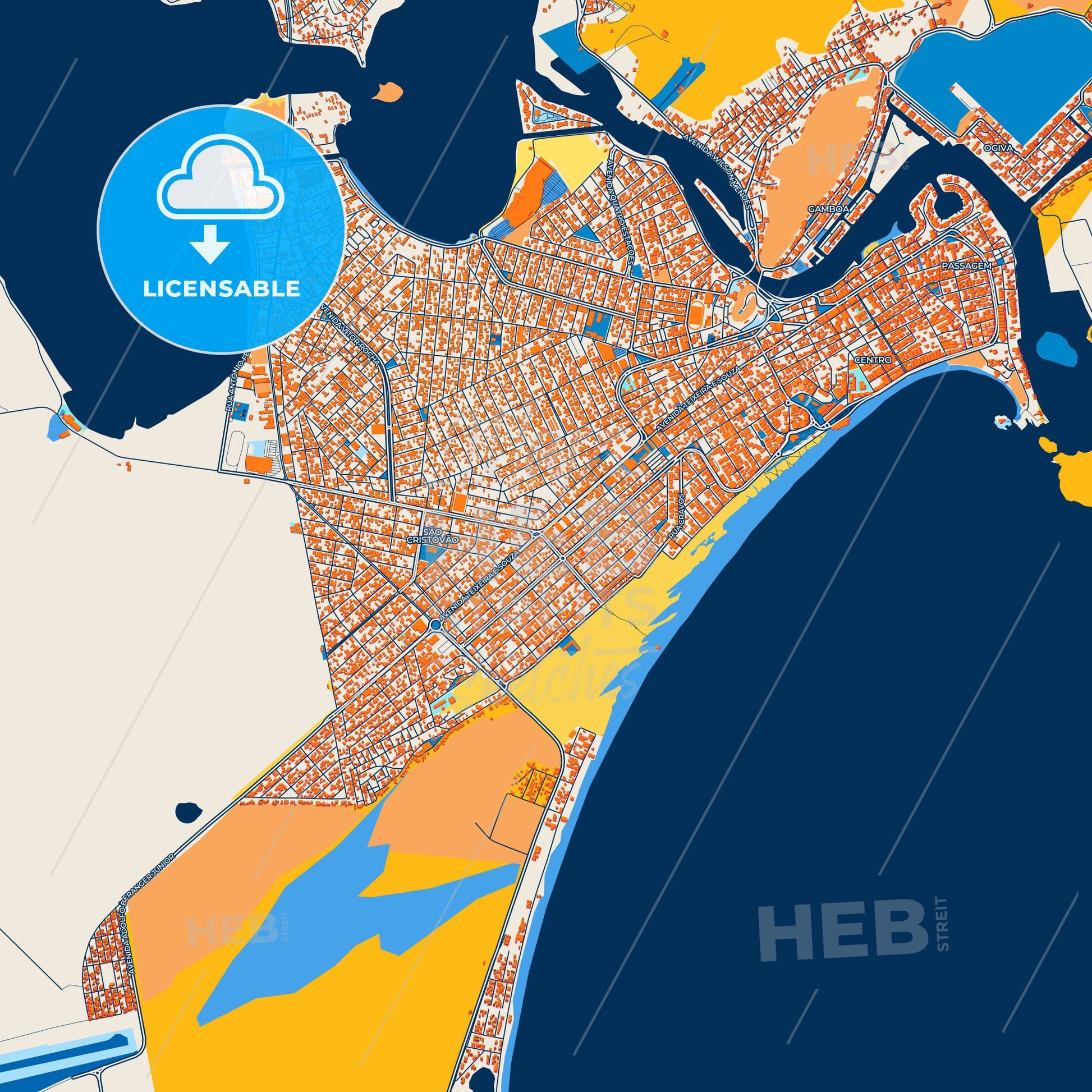 Colorful Cabo Frio Street Map with Labels and Buildings