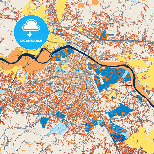 Colorful Čačak Street Map with Labels and Buildings