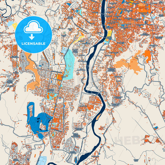 Colorful Cagayan de Oro Street Map with Labels and Buildings