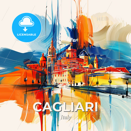 Vibrant Cagliari, Italy - A Painting Of A Building - Square format print template