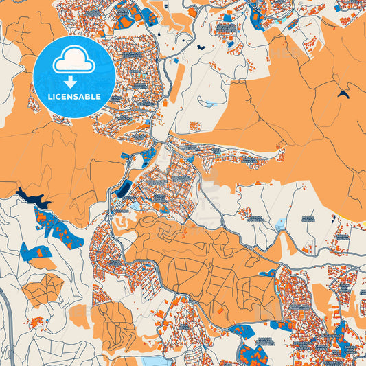 Colorful Caieiras Street Map with Labels and Buildings