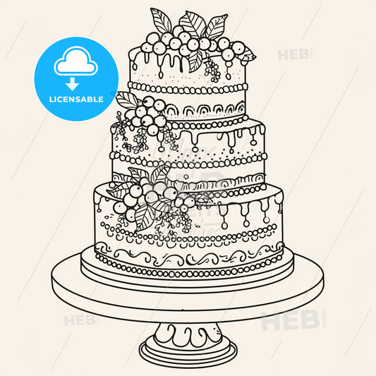 Cake - A Black And White Drawing Of A Cake