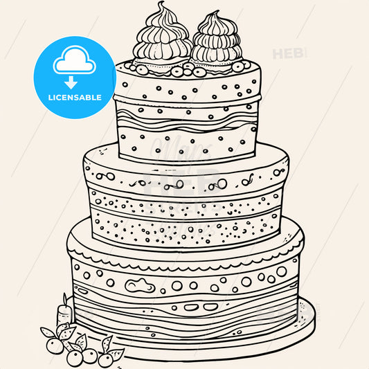Cake - A Black And White Drawing Of A Cake