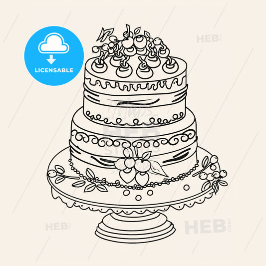 Cake - A Black And White Drawing Of A Cake