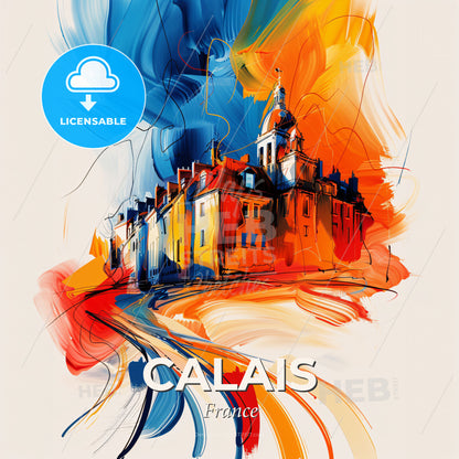 Vibrant Calais, France - A Painting Of A Building - Square format print template