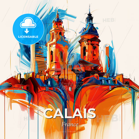 Vibrant Calais, France - A Painting Of A City - Square format print template