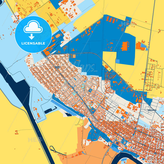 Colorful Călărași Street Map with Labels and Buildings