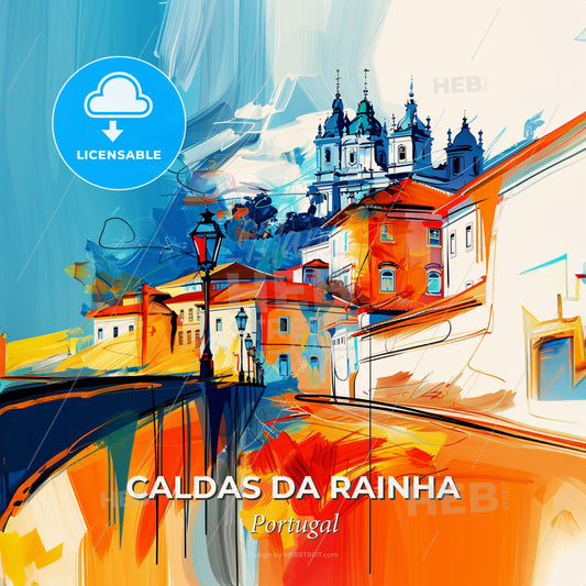 Vibrant Caldas Da Rainha, Portugal - A Painting Of A City - Square format print template