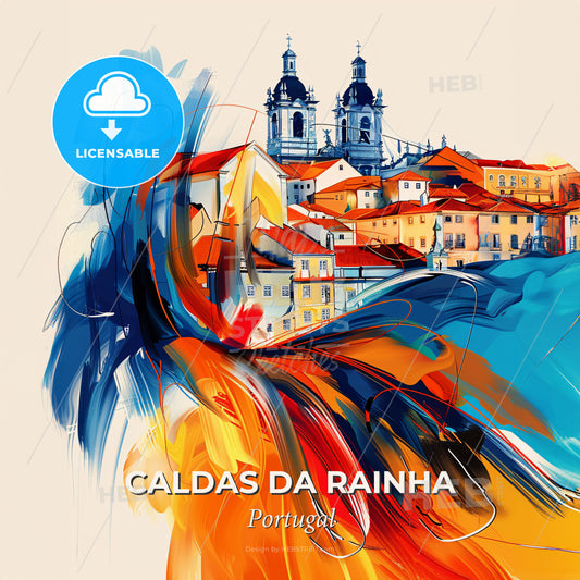 Vibrant Caldas Da Rainha, Portugal - A Colorful Painting Of A City - Square format print template