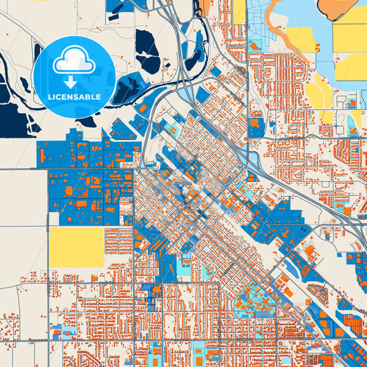 Colorful Caldwell Street Map with Labels and Buildings