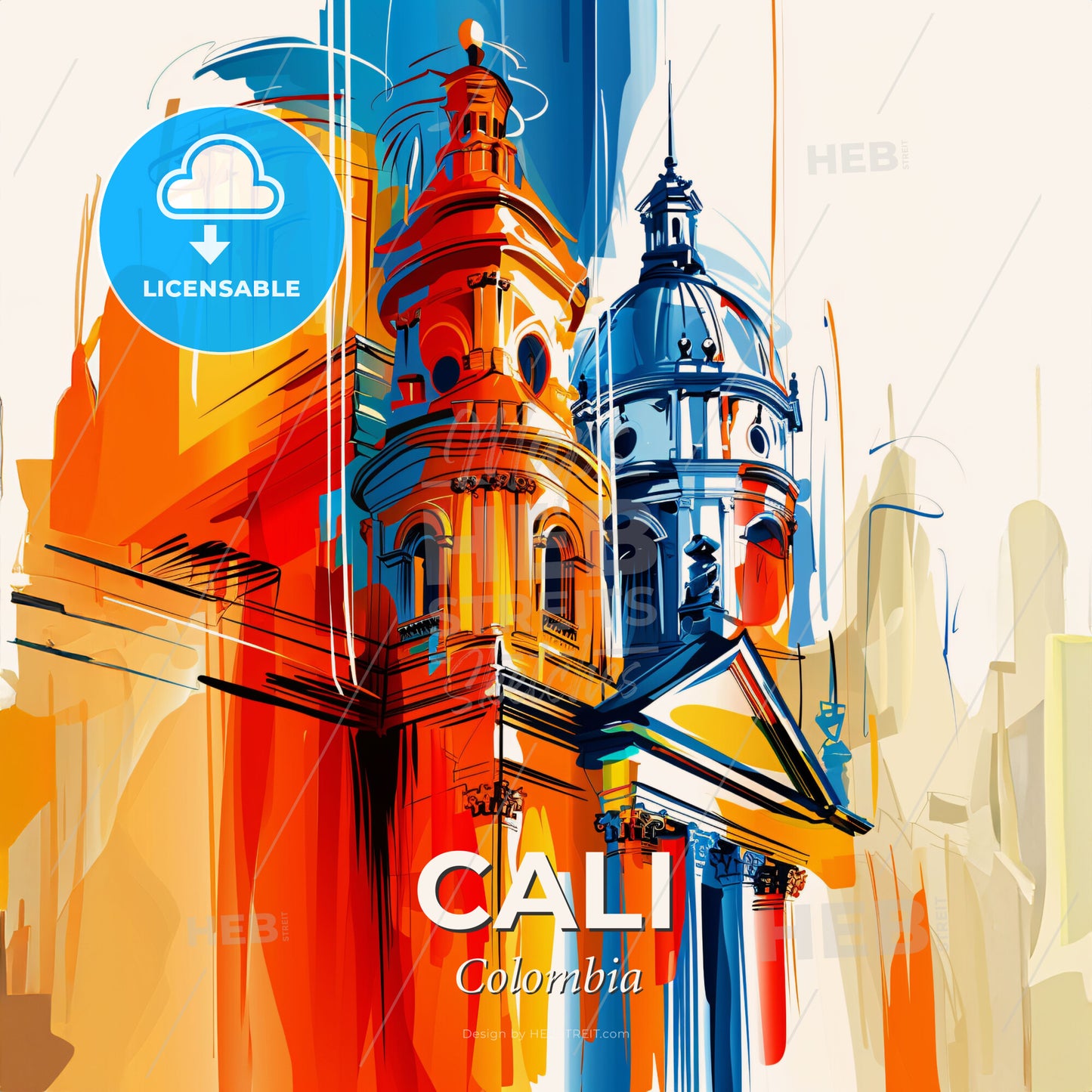 Vibrant Cali, Colombia - A Colorful Painting Of A Building - Square format print template