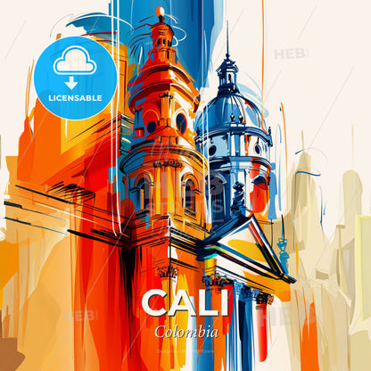 Vibrant Cali, Colombia - A Colorful Painting Of A Building - Square format print template