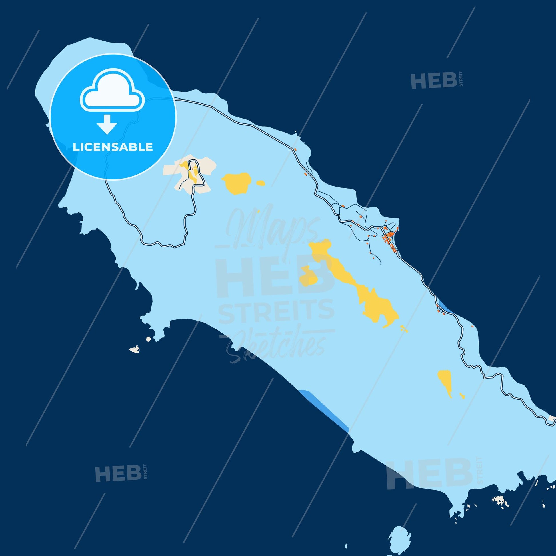 Colorful Callao Street Map with Labels and Buildings