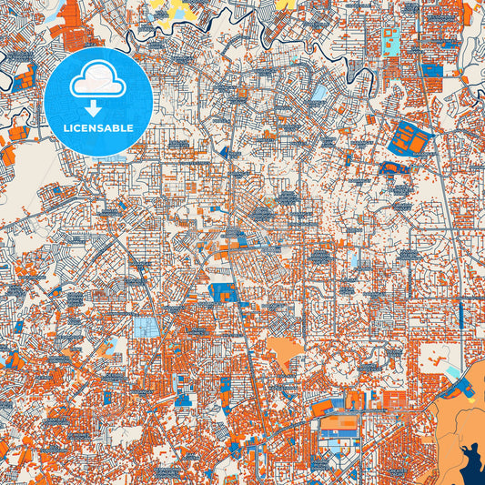 Colorful Caloocan Street Map with Labels and Buildings