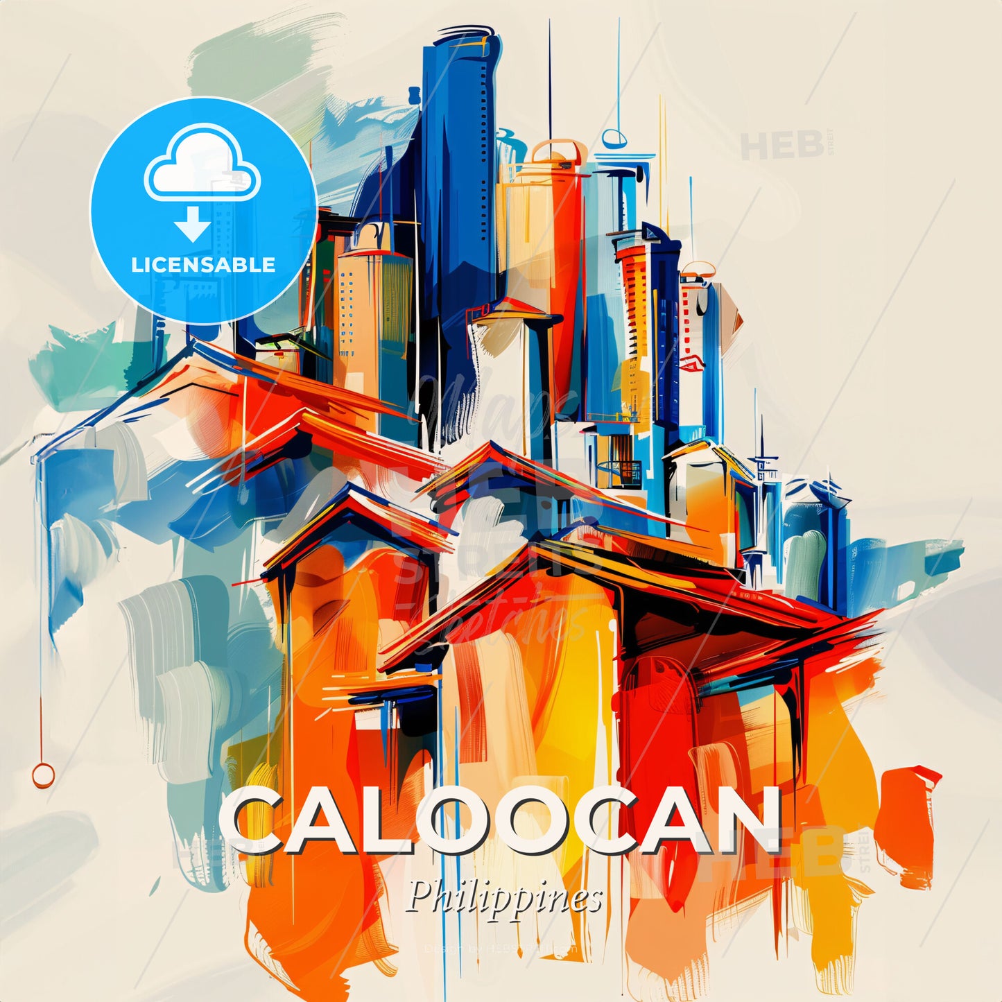 Vibrant Caloocan, Philippines - A Colorful Cityscape With Many Tall Buildings - Square format print template