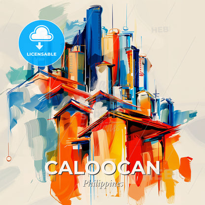 Vibrant Caloocan, Philippines - A Colorful Cityscape With Many Tall Buildings - Square format print template