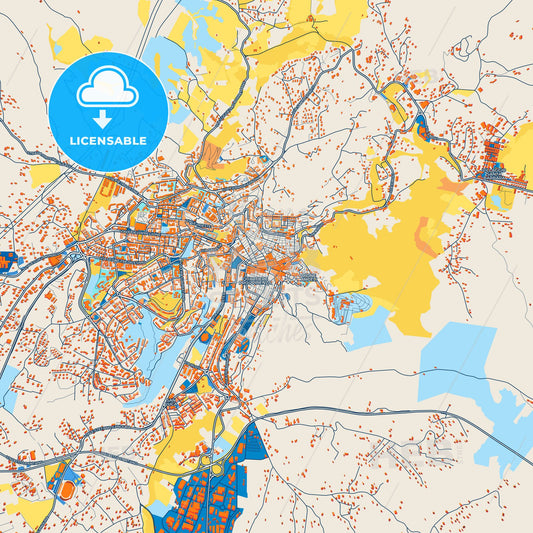Colorful Caltanissetta Street Map with Labels and Buildings