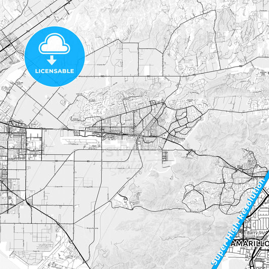 Camarillo, California light map with streetnames, citynames and districts