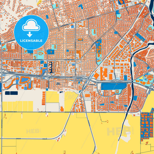 Colorful Camarillo Street Map with Labels and Buildings
