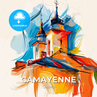 Vibrant Camayenne, Guinea - A Painting Of A Building - Square format print template