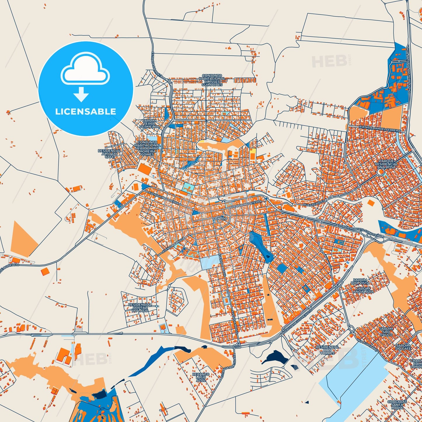 Colorful Cambe Street Map with Labels and Buildings