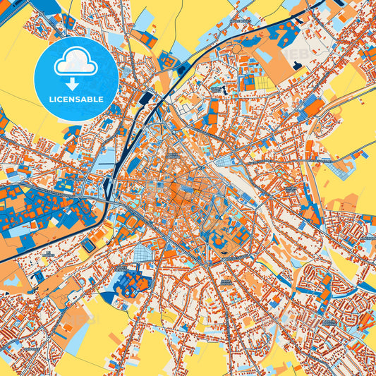 Colorful Cambrai Street Map with Labels and Buildings