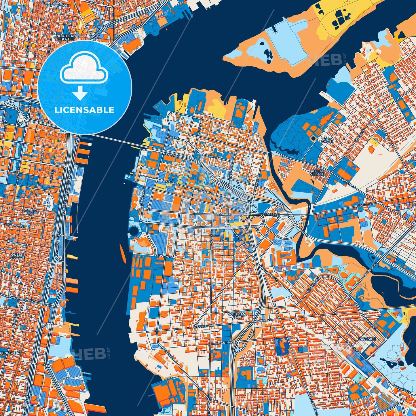 Colorful Camden Street Map with Labels and Buildings