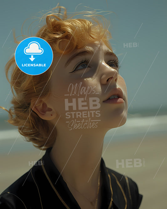 Abstract Orange Portrait Woman Sky Ocean Camera Blurred Painting Art