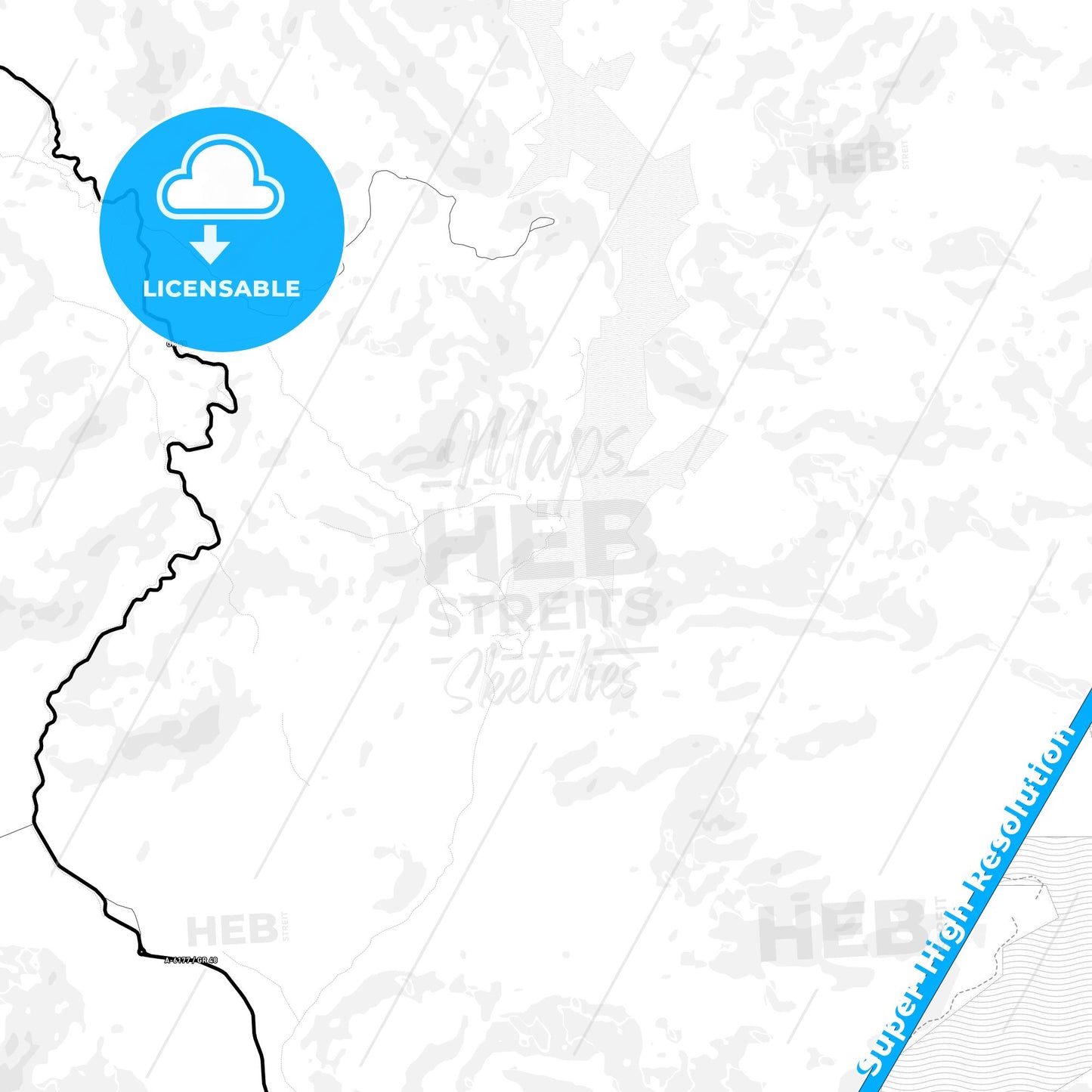 Campiña, Spain Light Map with Street Names, City Names, and Districts