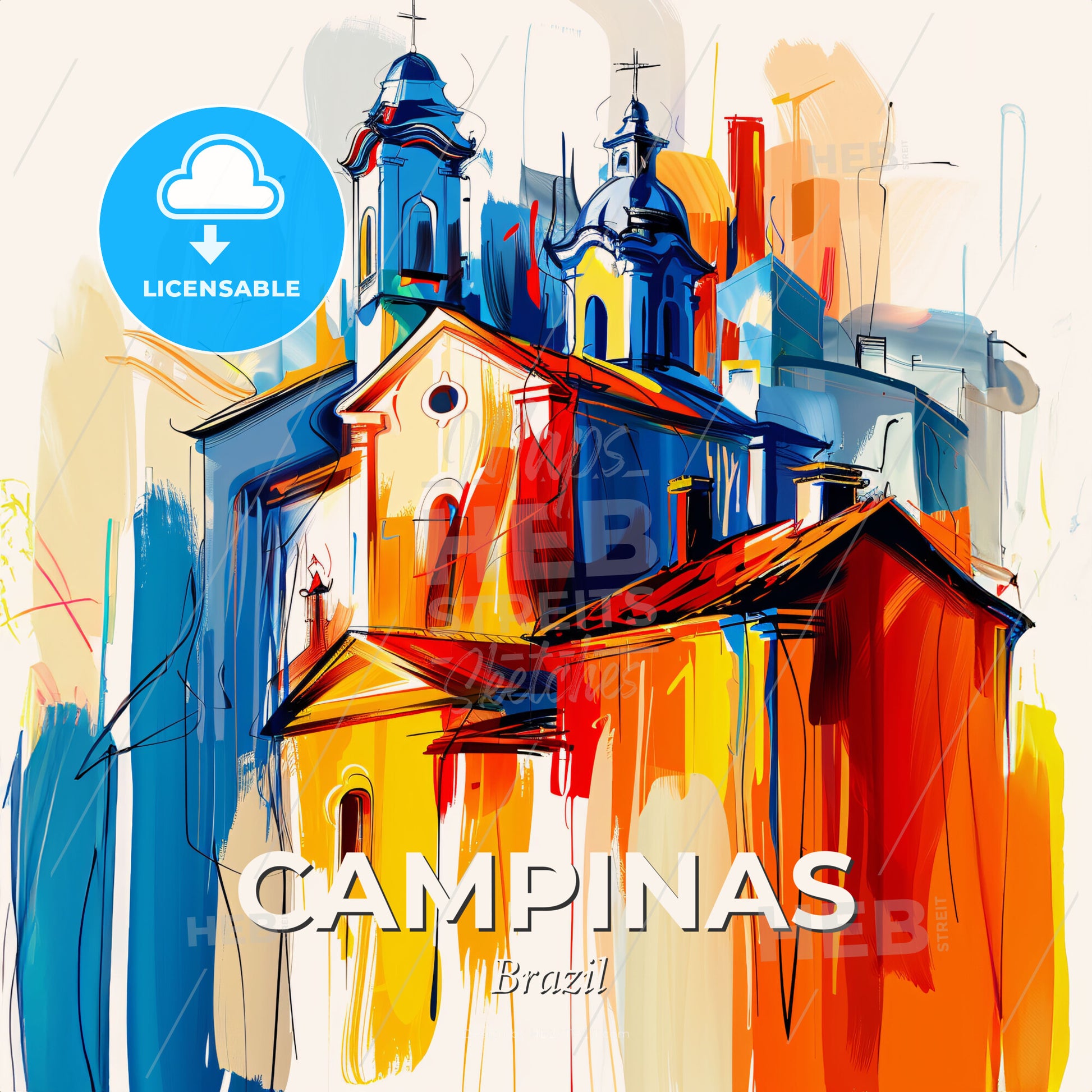 Vibrant Campinas, Brazil - A Painting Of A Building - Square format print template