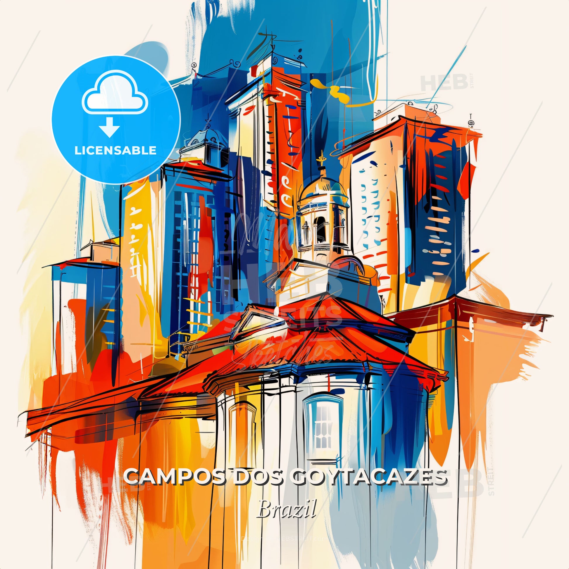 Vibrant Campos Dos Goytacazes, Brazil - A Colorful Cityscape With Buildings - Square format print template