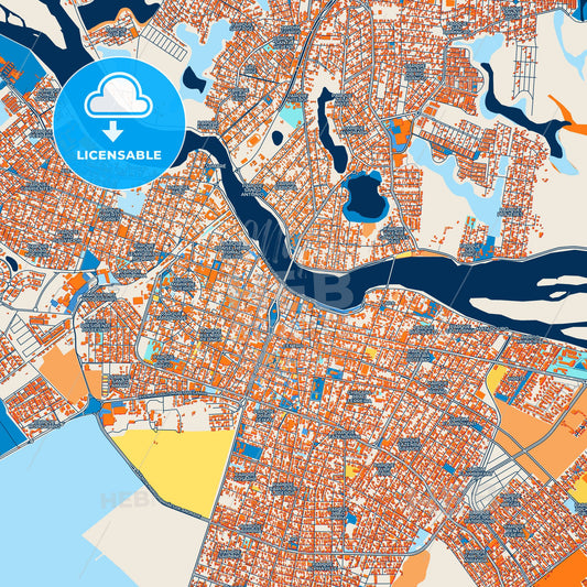 Colorful Campos dos Goytacazes Street Map with Labels and Buildings