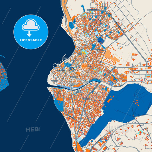 Colorful Çanakkale Street Map with Labels and Buildings