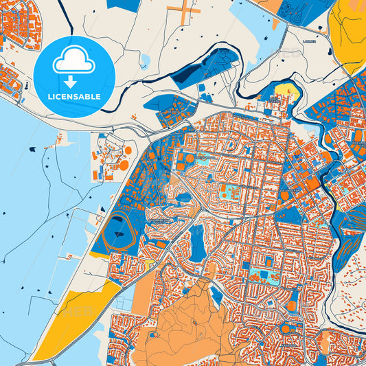Colorful Canberra–Queanbeyan Street Map with Labels and Buildings