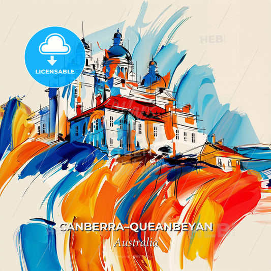 Vibrant Canberra–Queanbeyan, Australia - A Painting Of A Building - Square format print template