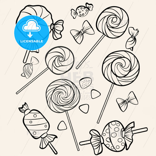 Candy - A Black And White Drawing Of Lollipops