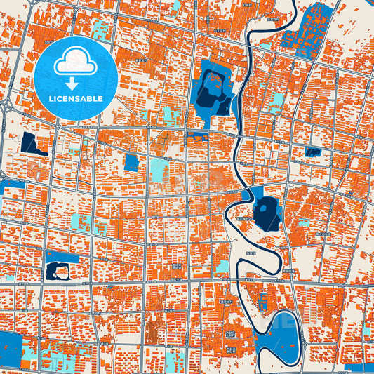 Colorful Cangzhou Street Map with Labels and Buildings