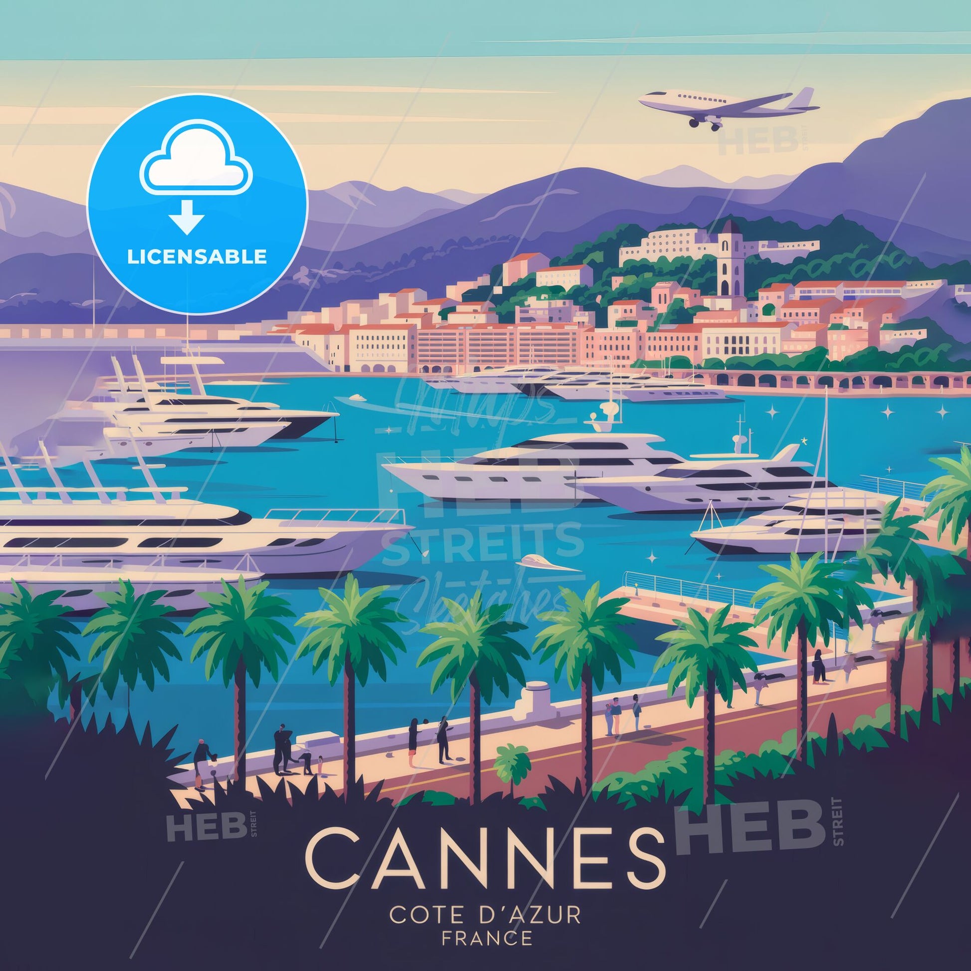 Cannes: A Stunning Coastal Paradise with Luxury Yachts and Breathtaking Mountain Views in Côte d'Azur, France.
