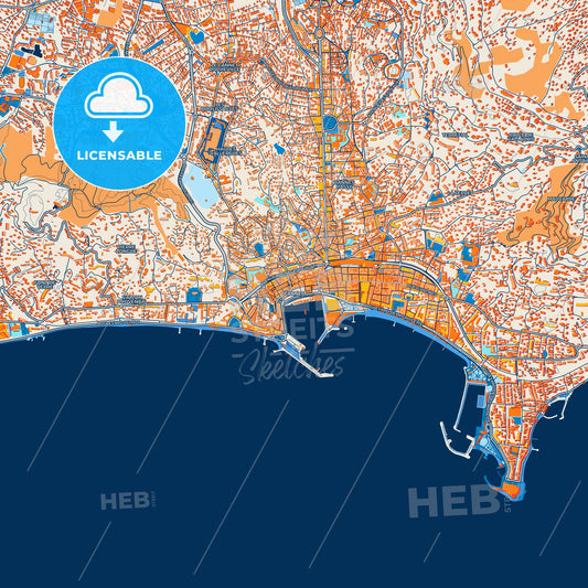 Colorful Cannes Street Map with Labels and Buildings