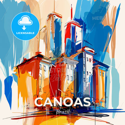 Vibrant Canoas, Brazil - A Painting Of A Building - Square format print template